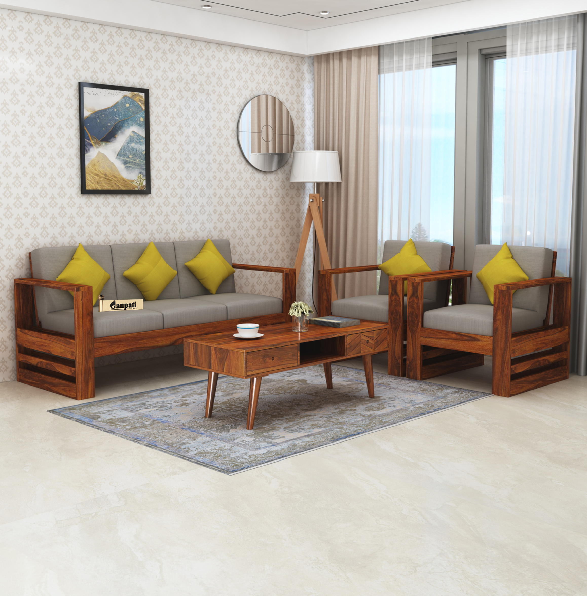 wood furniture living room set